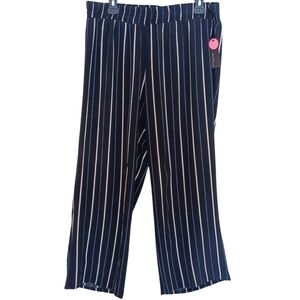 ALYX Pants Women's Size XL Black/Dark Blue Striped Loose Sheer Pants Wide Leg